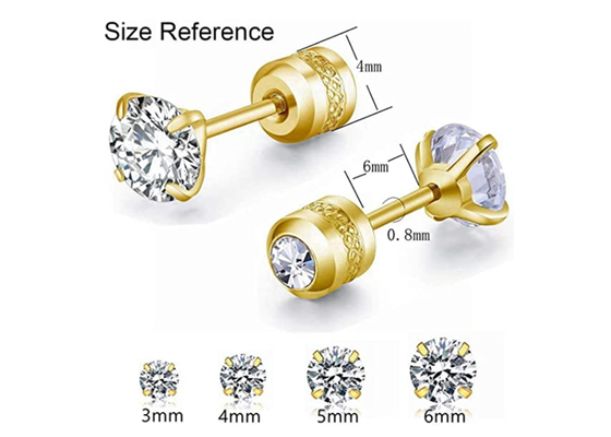 低刺激性14k Gold Flat Back Stud Earrings With 2mm 4mm Tiny Round Diamond