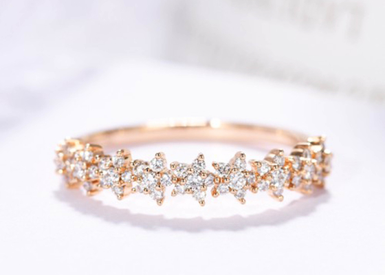 0.54ct Gold Star Diamond Ring、1.3mm 18k Gold Engagement Ring For Women Girl