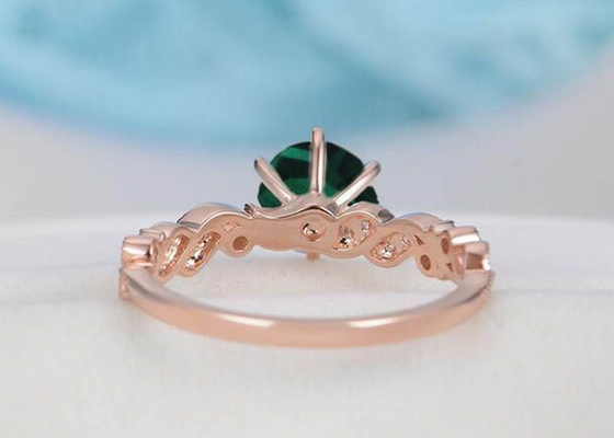 型Emerald Real Diamond Jewellery Ring Floral Vine Cut 6.5mm Size