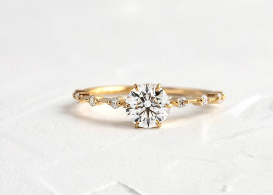 1.0ct Moissanite Diamond Rings、Round Cut Engagement Rings 6.5MM ODM