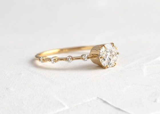1.0ct Moissanite Diamond Rings、Round Cut Engagement Rings 6.5MM ODM