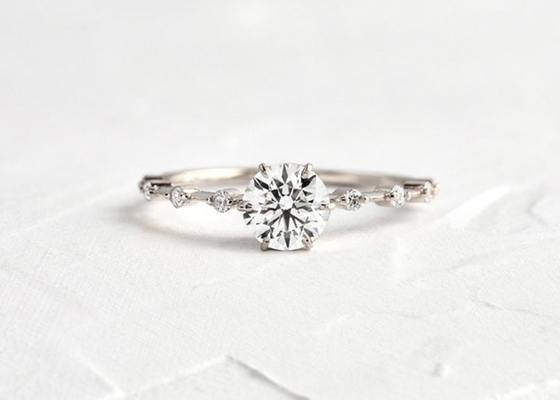 1.0ct Moissanite Diamond Rings、Round Cut Engagement Rings 6.5MM ODM