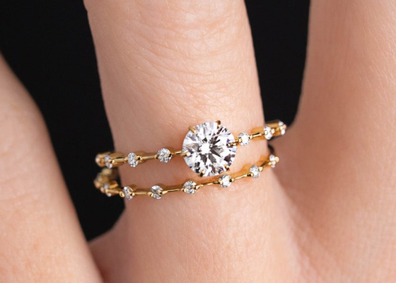 1.0ct Moissanite Diamond Rings、Round Cut Engagement Rings 6.5MM ODM