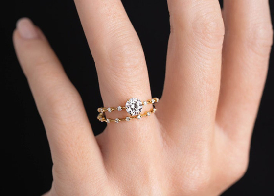 1.0ct Moissanite Diamond Rings、Round Cut Engagement Rings 6.5MM ODM