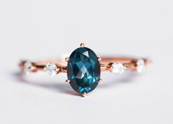 1.56ctロンドンBlue Topaz Ring、Oval Shape Diamond Ring Round Cut OEM