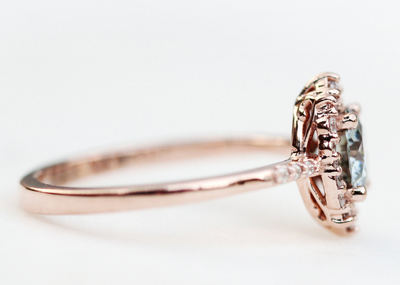 1.2ct 1pcs Moissanite Engagement Rings For Women 14KローズGold Material