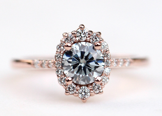 1.2ct 1pcs Moissanite Engagement Rings For Women 14KローズGold Material