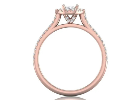 卵形18KローズGold Ring、0.50Ct Diamond Engagement Ring 6.37x4.46x2.79mm