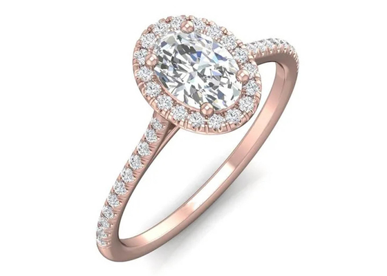卵形18KローズGold Ring、0.50Ct Diamond Engagement Ring 6.37x4.46x2.79mm