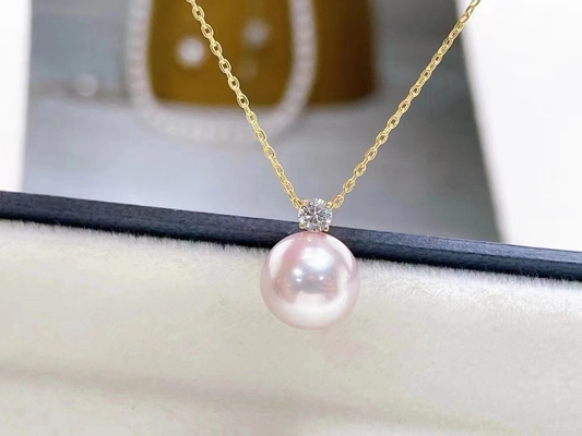 2ct Single Freshwater Pearl Necklace、0.03ct Diamond Accent Necklace
