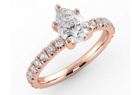 Wedding18KローズGold Ring Pear Cut 0.80ct DGC Certificate ODM