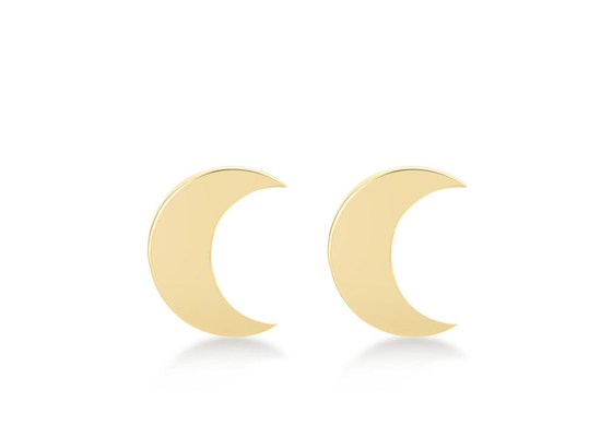 Shape三日月形の9K Gold Earrings 6MM Dimension ODM For Party Gift