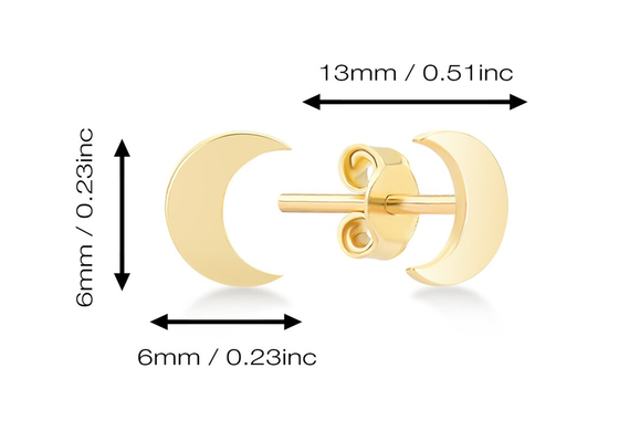 Shape三日月形の9K Gold Earrings 6MM Dimension ODM For Party Gift