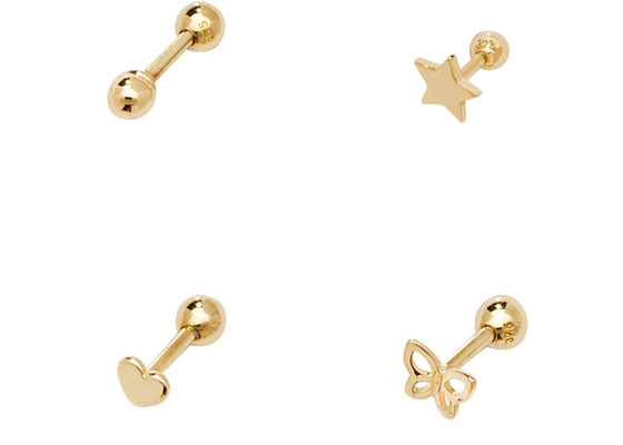 Engagement WeddingのCartilageのためのねじBack 9K Gold Earrings