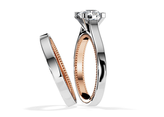 1.5ct Moissanite Diamondの2 Tone Color 9K Gold Ring 7.5MM