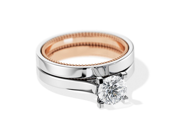1.5ct Moissanite Diamondの2 Tone Color 9K Gold Ring 7.5MM