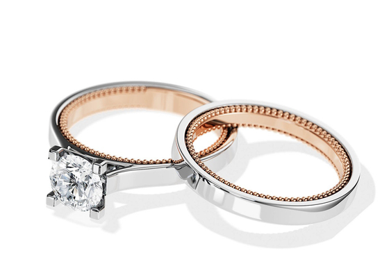 1.5ct Moissanite Diamondの2 Tone Color 9K Gold Ring 7.5MM