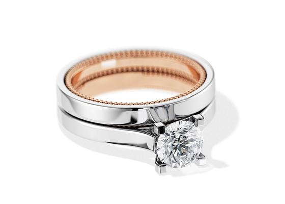 1.5ct Moissanite Diamondの2 Tone Color 9K Gold Ring 7.5MM