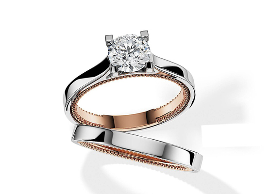 1.5ct Moissanite Diamondの2 Tone Color 9K Gold Ring 7.5MM