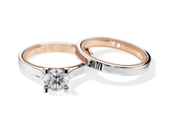 1.5ct Moissanite Diamondの2 Tone Color 9K Gold Ring 7.5MM