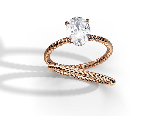 楕円形の切口9K Gold Ring 1.5ct 6×8MM With Moissanite Prong Setting Type