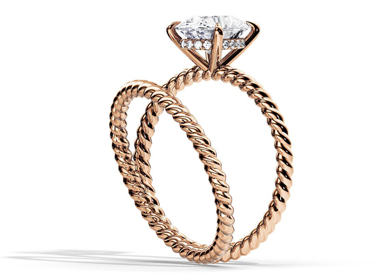 楕円形の切口9K Gold Ring 1.5ct 6×8MM With Moissanite Prong Setting Type