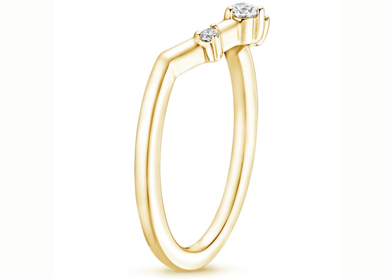 サイズ1.3mm-2.2mm 14K Yellow Gold Jewelry With 0.05ct Three Stons