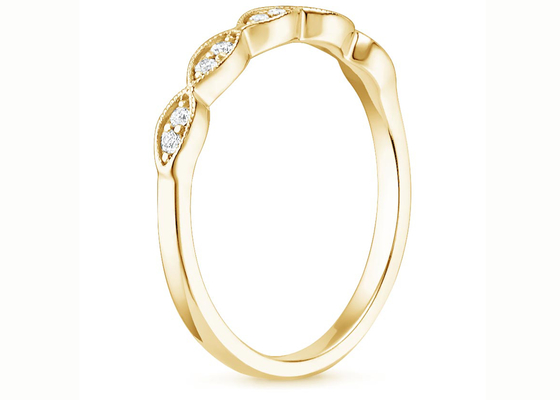 伯爵夫人Shape 14K Yellow Gold Jewelry Ring 1mm-2mm Size Bar Setting Type