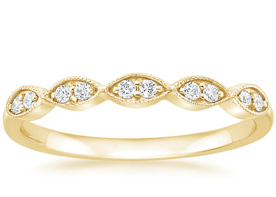 伯爵夫人Shape 14K Yellow Gold Jewelry Ring 1mm-2mm Size Bar Setting Type