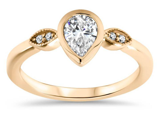 0.77carat 10k Gold Moissanite Ring、Gold Solitaire Engagement Ring 5×7mm Dimension