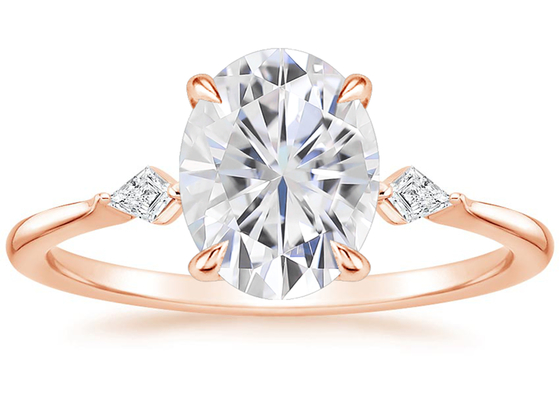 10KローズGold Oval Moissanite Engagement Rings Dia OV7×9mm 2.1ct