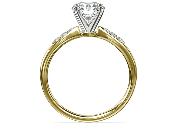 円形のShape 9K Silver Ring With 6MM 1.0ct White Moissanite Stone
