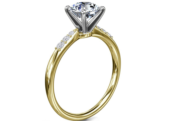 円形のShape 9K Silver Ring With 6MM 1.0ct White Moissanite Stone