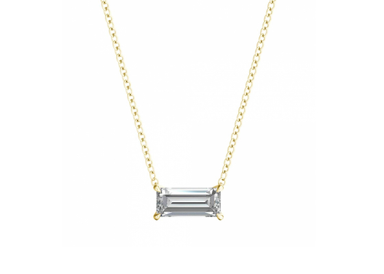 バゲットCut 14K Gold Necklaces With 0.5ct 5×7mm Solitaire Diamond