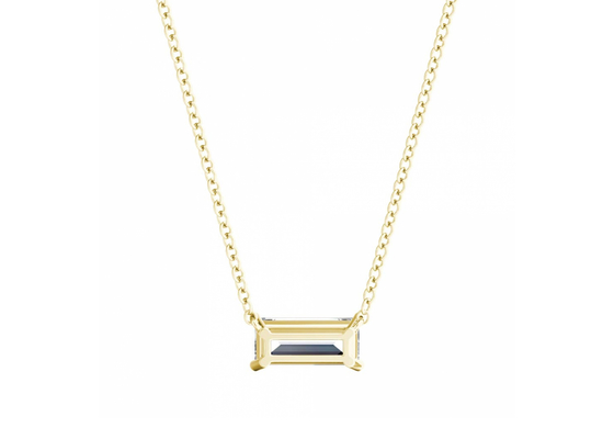 バゲットCut 14K Gold Necklaces With 0.5ct 5×7mm Solitaire Diamond