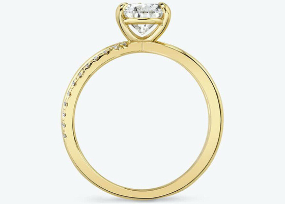 ナシCut 9k Yellow Gold Rings With Lab Diamond RD 6×9mm Dimension