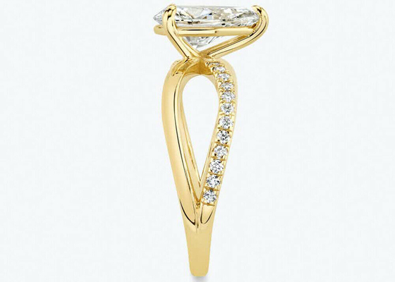 ナシCut 9k Yellow Gold Rings With Lab Diamond RD 6×9mm Dimension