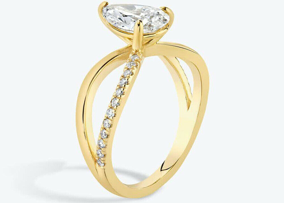 ナシCut 9k Yellow Gold Rings With Lab Diamond RD 6×9mm Dimension