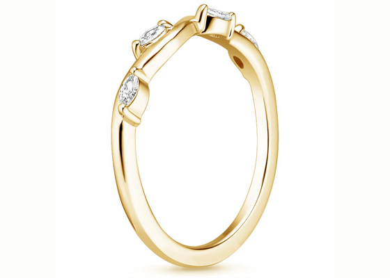 巻くWillow 14K Yellow Gold Jewelry Ring With 2×4mm 0.40ct Diamond
