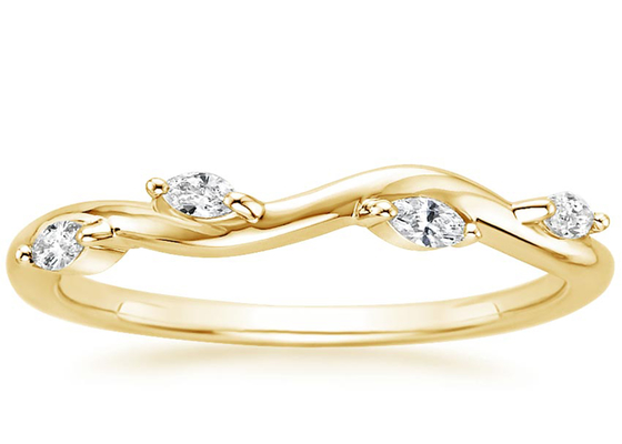巻くWillow 14K Yellow Gold Jewelry Ring With 2×4mm 0.40ct Diamond
