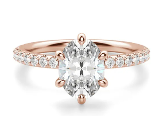 熊手Set Type 9k Silver RingローズGold Material With 1.5carat 6×8mm Stone