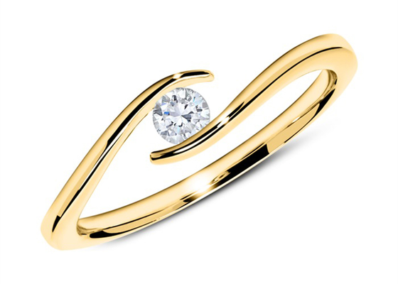一つはめの宝石14k Yellow Gold Diamond Ring 1.5mm Round Cut With 0.10ct Diamond