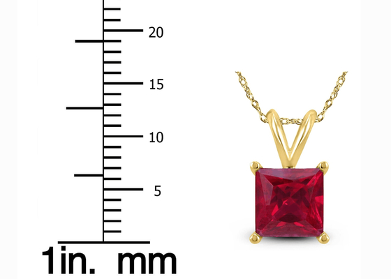 Engagementのための7×7MM 14K Gold Necklaces With Ruby Pendant 2ct