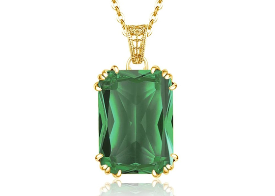 型14K Gold Necklaces 2.67ct 8×10mm With Natural Emerald Pendant