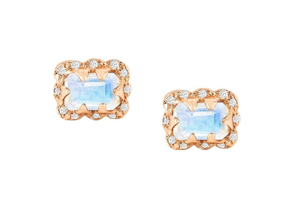 Giftのための5×7MM Emerald Cut Diamond Earrings With Sprinkled Diamond