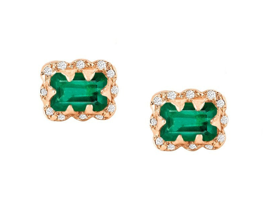 Giftのための5×7MM Emerald Cut Diamond Earrings With Sprinkled Diamond