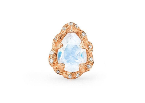 水Drop Faceted 9K Gold Earrings With 6×8MM Moonstone Real Diamond