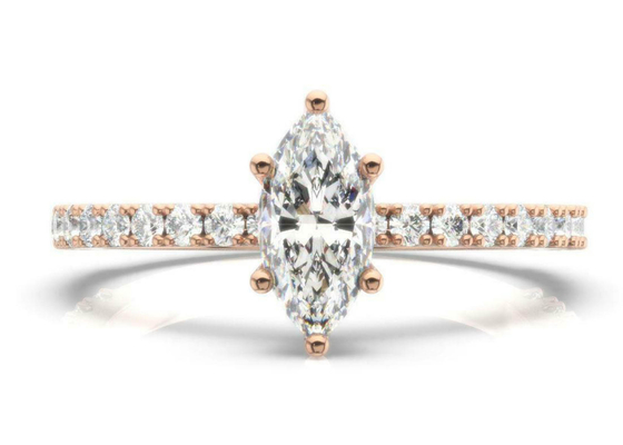 EngagementのためのD VS1 18KローズGold Ring 2CT Weight Marquise Cut