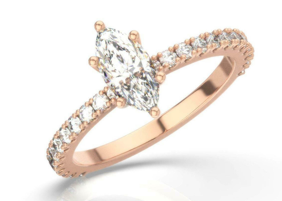 EngagementのためのD VS1 18KローズGold Ring 2CT Weight Marquise Cut
