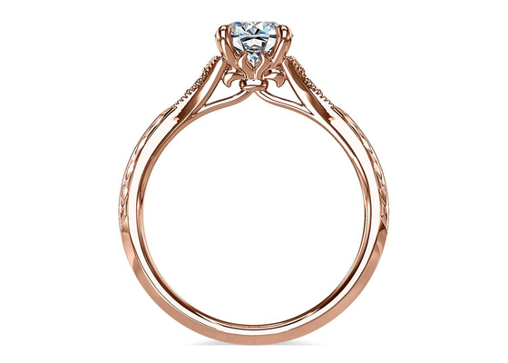 Weddingのための14K Roose Gold Lab Grown Moissanite Ring Dia RD6mm 0.8ct